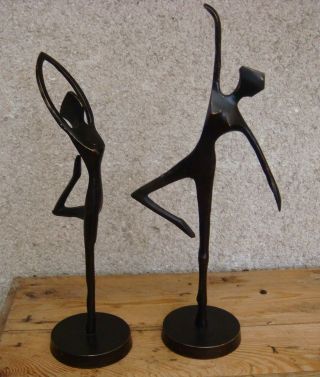 Alte Skulptur Zwei Tänzerinnen Aus Bronze Antik Schwer Rar - Dachbodenfund Bild