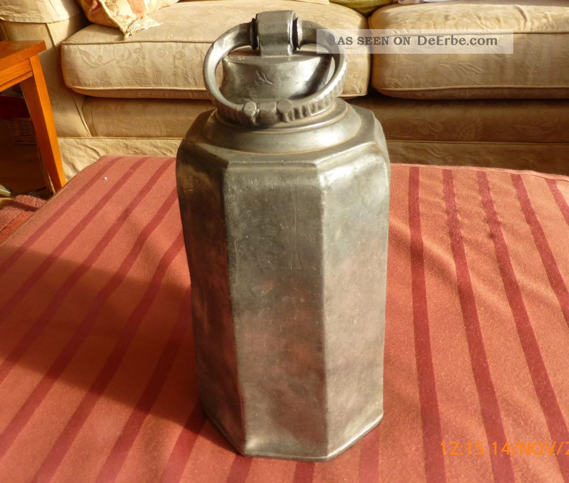 Sehr Alte Antike Zinn Dose Ca.  1840 Oder älter Zinn Bild
