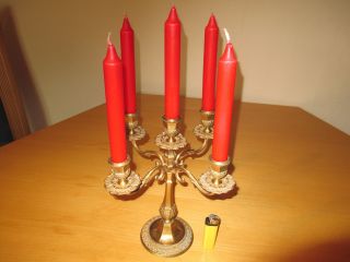 Alter Messing Jugendstil Kerzenständer 5 Flammig Kerzenleuchter Kandelaber Bild