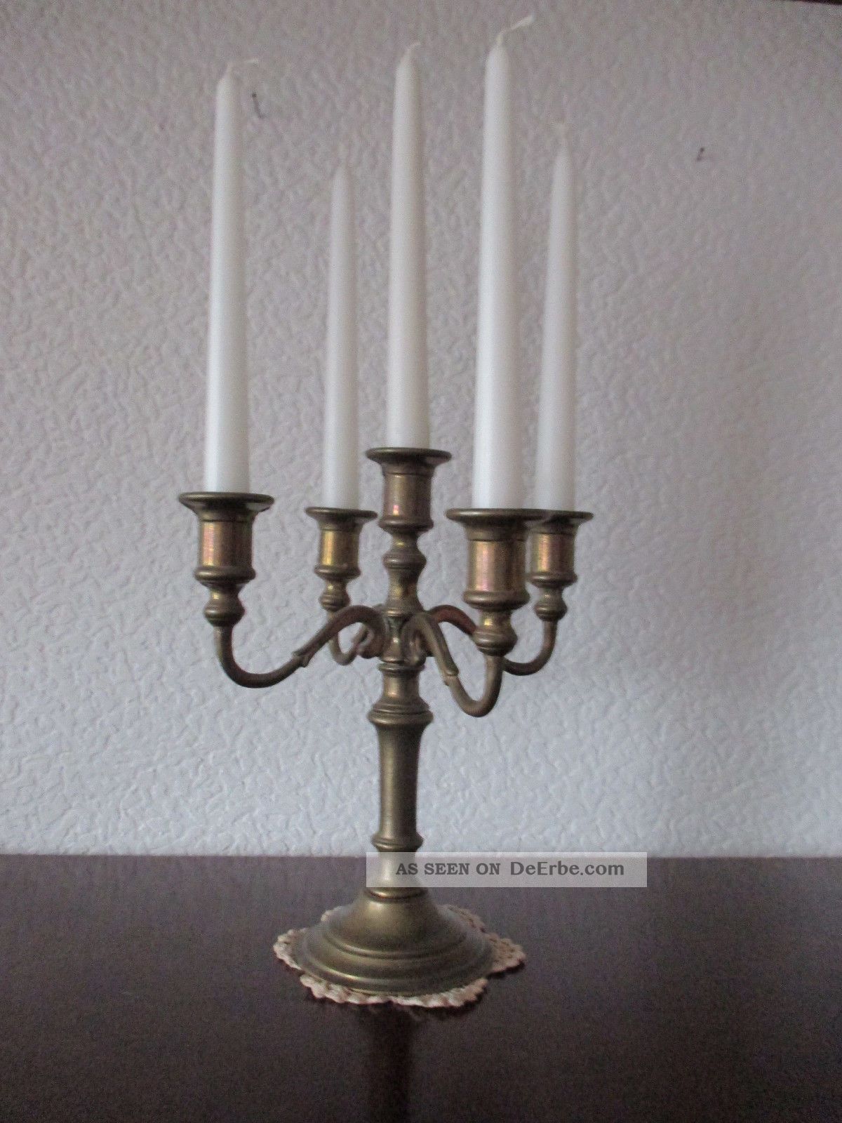 5 - Armig Kerzenhalter Messing Kerzenleuchter 28 Cm Hoch Gefertigt nach 1945 Bild