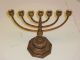 Antike Menora Leuchter Massiv Messing,  Jüdischer Kerzenhalter,  7 - Arm,  Davidleuc Gefertigt nach 1945 Bild 2