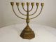Antike Menora Leuchter Massiv Messing,  Jüdischer Kerzenhalter,  7 - Arm,  Davidleuc Gefertigt nach 1945 Bild 4