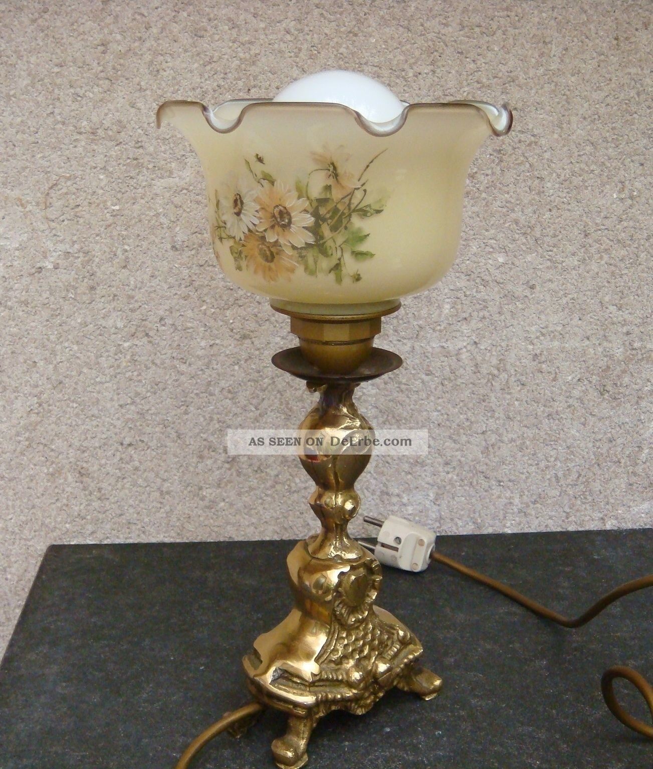 Altetischlampe Im Jugendstil Messing Sehr Schwer - Dachbodenfund Gefertigt nach 1945 Bild