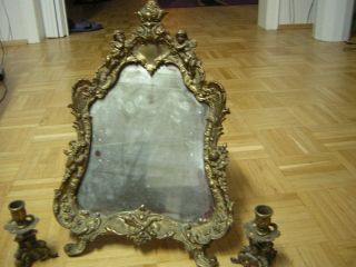 Schöner Antik Spiegel.  Messing Tischspiegel Ca 5kg Bild