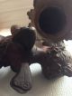 2x Putti Engel Bote Zinkguss Bronziert Hübsche Sockel Post Flügel Antik Putto Metallobjekte Bild 6