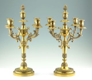 Paar Französische Empire Bronze Kandelaber Kerzen Leuchter 1860 9kg Candelholder Bild