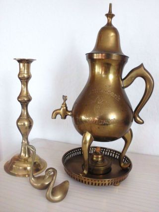 Asmussen ' S Samowar Antik Messing Schale Brenner Kerzenständer Schwäne Bild