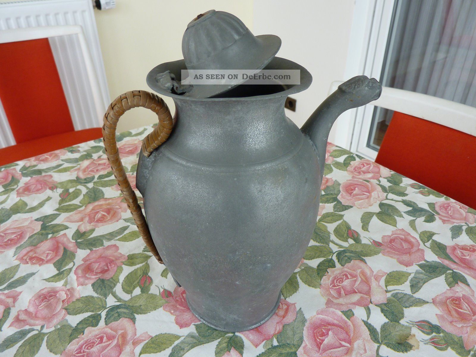 Dachbodenfund Alte Zinnkanne Mit Schwanenkopf Als Augießer 1900 Jahrh.  Selten Zinn Bild