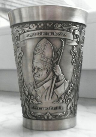 Papst Johannes Paul Ii Gedenkbecher Zinn - Becker 95 Zinn Kelch Christlich Bild