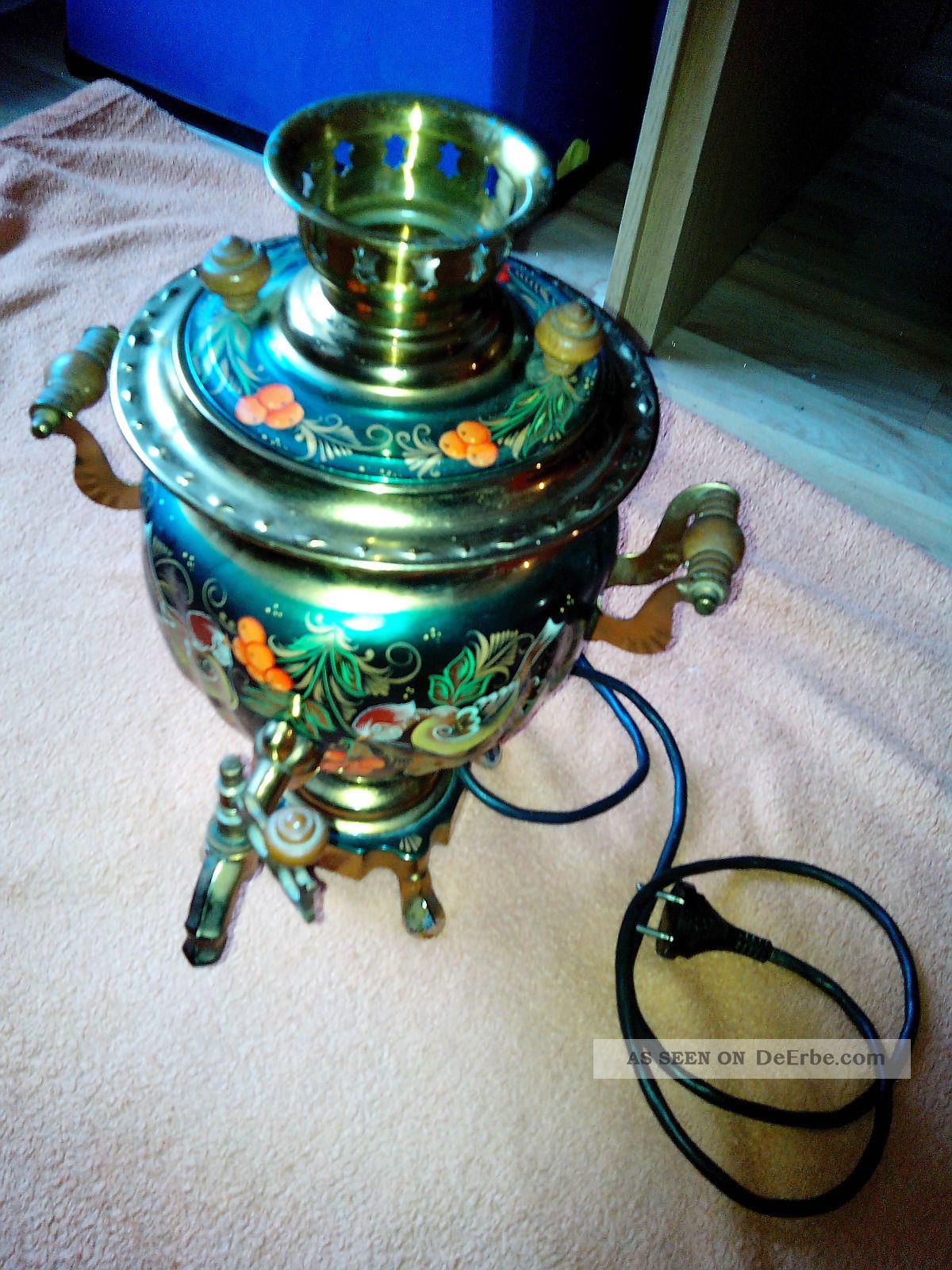 1 Samowar,  Handbemalt,  Russisch?elektr.  M.  Teekanne Kl.  Tisch,  Designersamowar Gefertigt nach 1945 Bild