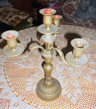 Alter Kerzenständer Kerzenhalter 3armig Messing Dachbodenfund Notverkauf - Bild