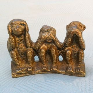 Wunderschöne,  Massive Affengruppe 3 Affen Die Weisen Affen Kultfigur Um 1960 Bild