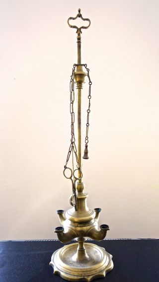 Öllampe Antik Messing 4 - Flammig Bild