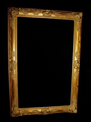 Grosser Prachtvoller Bilderrahmen Rahmen Holzrahmen Spiegel Antik Golden Bild