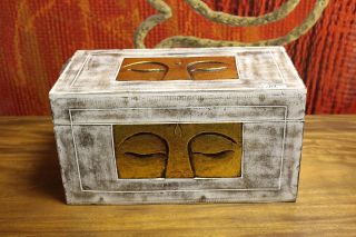 Truhe Schatztruhe Buddha Weiß Gold Massiv Kiste Box Aufbewahrung 60cm Bild