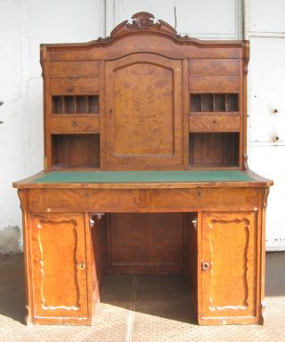 Biedermeier Schreibtisch Mit Aufsatz - Birke - Ca.  1850 - Mit Geheimfach Bild