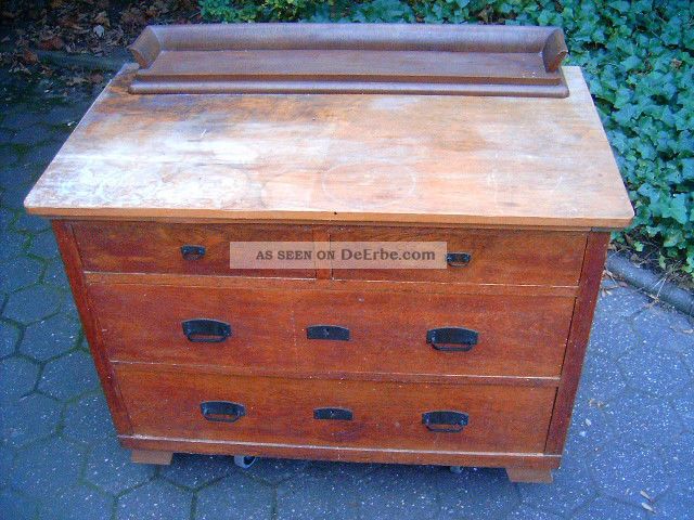 Antike Kommode, 4 Schübe, Ausziehplatte, Aufsatz, Jugendstil