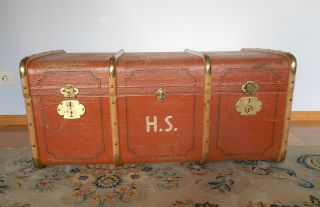 Antiker Überseekoffer Reisekoffer Reisetruhe Schrankkoffer 1900 - 1920 (1) Bild