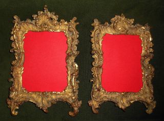 1 Paar Bilderrahmen,  Rahmen Um 1900 Holz Gestuckt Vergoldet 17 X 26 Cm Bild