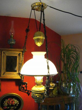 Antike Petroleumhängelampe Elektrifiziert,  Antik Oillamp,  Antike Öllampe, Bild
