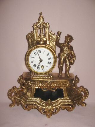 Antike Figurenuhr,  Kaminuhr,  Pendule Mit Marmor,  Biedermeier Um 1850,  Barock Bild