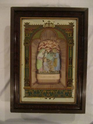 Bilderrahmen Alt Schellack Hausaltar Massivholz Mit Jesus Maria Und Joseph 1880 Bild