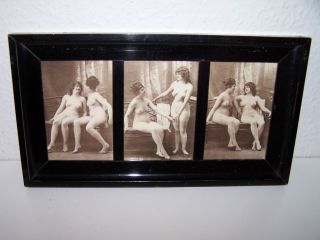 Schleiflack Klavierlack Bilderrahmen Aktfoto Rahmen Schwarz Art Deco Um 1920 Bild