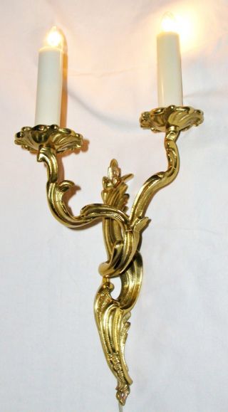 Große Barock Wandlampe Leuchter Applike Gold Messing Antik & Guß `1930 Bild