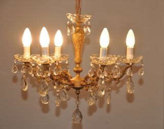 Antiker Jugendstil Kristall Kronleuchter,  Lüster,  Lampe,  6 Flam. Bild