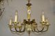 Französische Antike Lampe,  Alter Kronleuchter Messing - Porzellan Lampe Gefertigt nach 1945 Bild 1