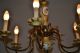 Französische Antike Lampe,  Alter Kronleuchter Messing - Porzellan Lampe Gefertigt nach 1945 Bild 3