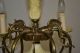 Französische Antike Lampe,  Alter Kronleuchter Messing - Porzellan Lampe Gefertigt nach 1945 Bild 5