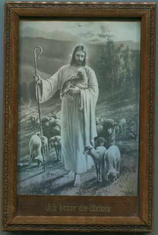 Antiker Holzbilderrahmen Jesusbild Ca.  100 Jahre Alt Bilderrahmen Holz Bild