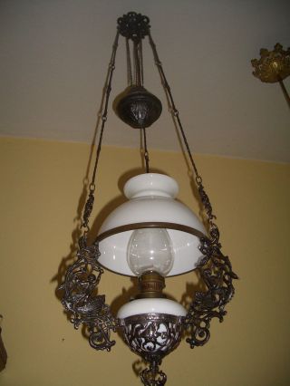 Alte Petroleumlampe Deckenlampe Hängelampe Um 1900 Bild