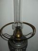 Alte Petroleum Tisch Lampe,  Zinkguss,  Grüner Schirm,  Messingbrenner Mit Zylinder Antike Originale vor 1945 Bild 4
