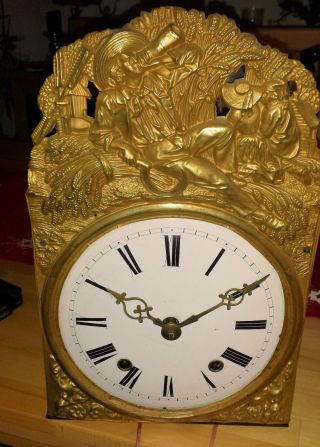 Comtoise - Uhr Erntemotiv Um1840 Restauriert Komplett Bild