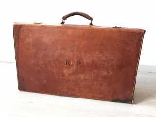 Antiker Lederkoffer Funktionsfähig Reisekoffer Vintage Deko Bild