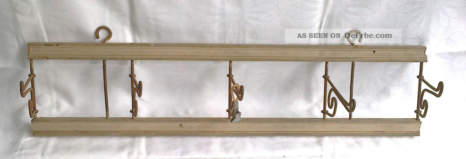 Jugendstil 5 Garderobehaken Wandleiste Grau Holz Metall Hakenleiste Garderobe Antike Originale vor 1945 Bild