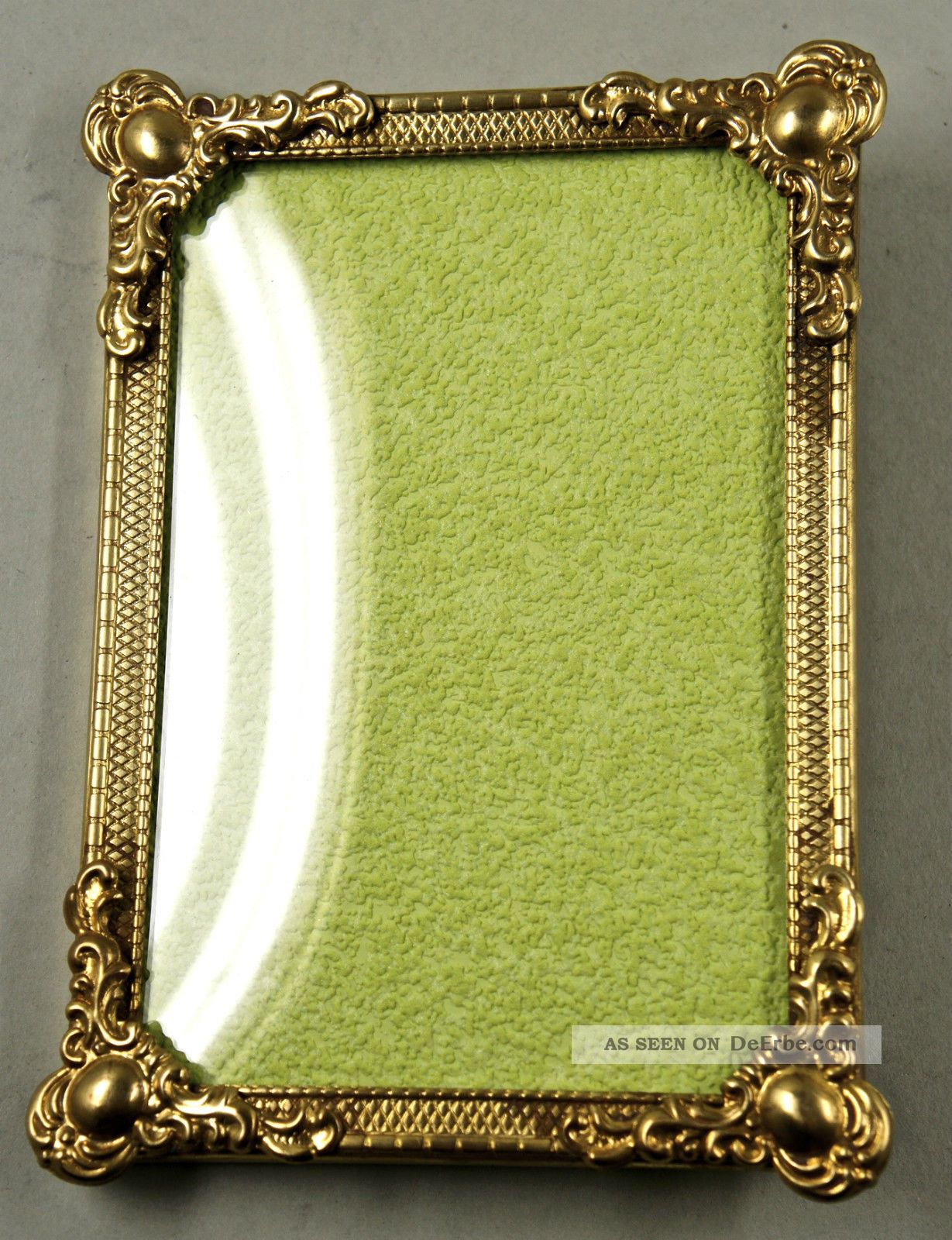 Metallrahmen,  Jugendstil,  11x16 Cm,  Messing,  Mit Gewölbtem Glas.  Antik. Rahmen Bild