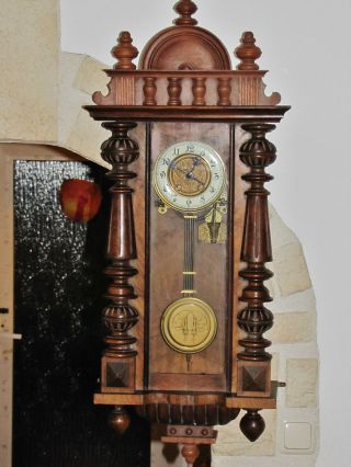 Antike Wanduhr Regulator Gründerzeit Od.  Jugendstil Pendel - Uhr In Funktion Bild