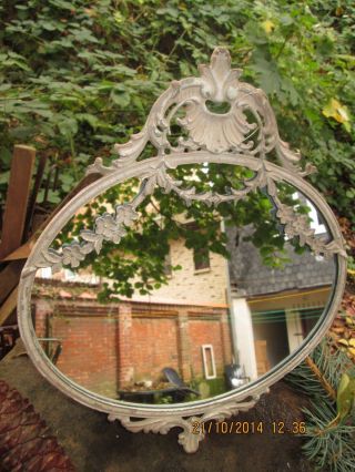 Chic Antique Jugendstil Spiegel Oval Antik Beige Vintage Shabby Bild