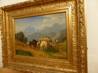 GemÄlde Carl Ludwig Schmitz 1900 - 1967 - Heuernte In Alpenlandschaft 1930 Öl/lwd. Bild
