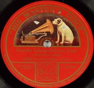 Einseitige Schellackplatte Amelita Galli - Curci - One - Sided Gramophone Records Bild