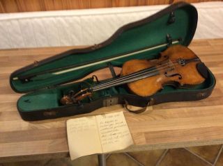 Sehr Alte Geige Mit Bogen Und Kasten - Stainer Kopie Bild