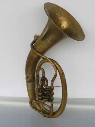 Tuba C.  A.  Wunderlich Siebenbrunn Vogtland Instrument Mit Mundstück Alt Bild