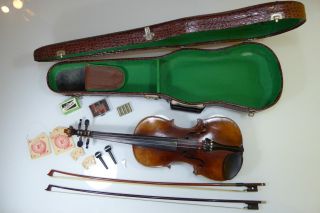 1920 Franz Hell Elmsholm D.  R.  W.  Z N° 55374 Antike Geige Aufgefunden Bild