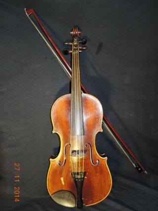 Alte Geige / Alte Violine Mit Orig.  Bogen Und Orig.  Geigenkasten / Geigenkoffer Bild