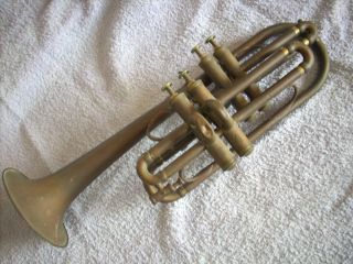Vintage Rare 4 Valve French Trumpet Alphonse Sax Junior Paristrompete 1800 ' S ?? Bild