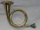 Guterhaltenes Altes Kleines Jagthorn,  Fanfare,  Signalhorn Oder Posthorn Aus Messin Blasinstrumente Bild 1