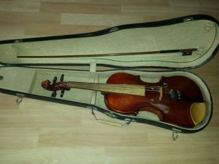Schöne Alte Geige Mit Zettel Bild